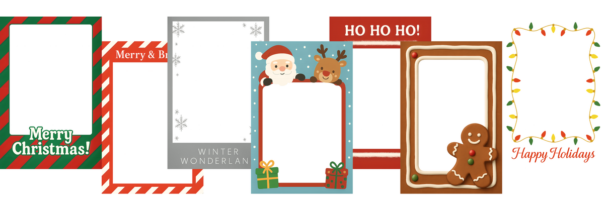 Festive Christmas photo booth overlays and print frames