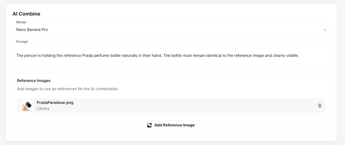 AI Combine prompt and reference image settings in Selfie Wi-Fi