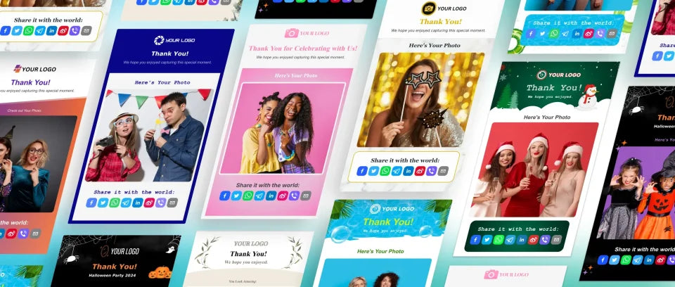 Branded photo-sharing email designs created for event guests
