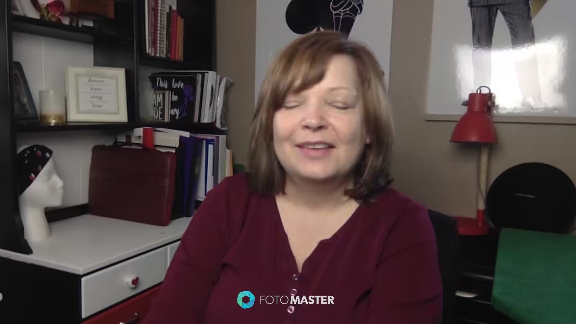 Smiling woman with short brown hair (Dawn Takacs) of Elite Casino Events, giving a testimonial for Foto Master.