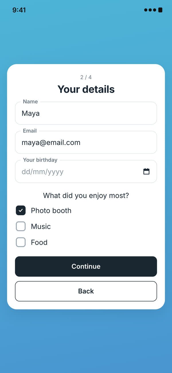 Collect Leads and Answers screen on the guest's phone