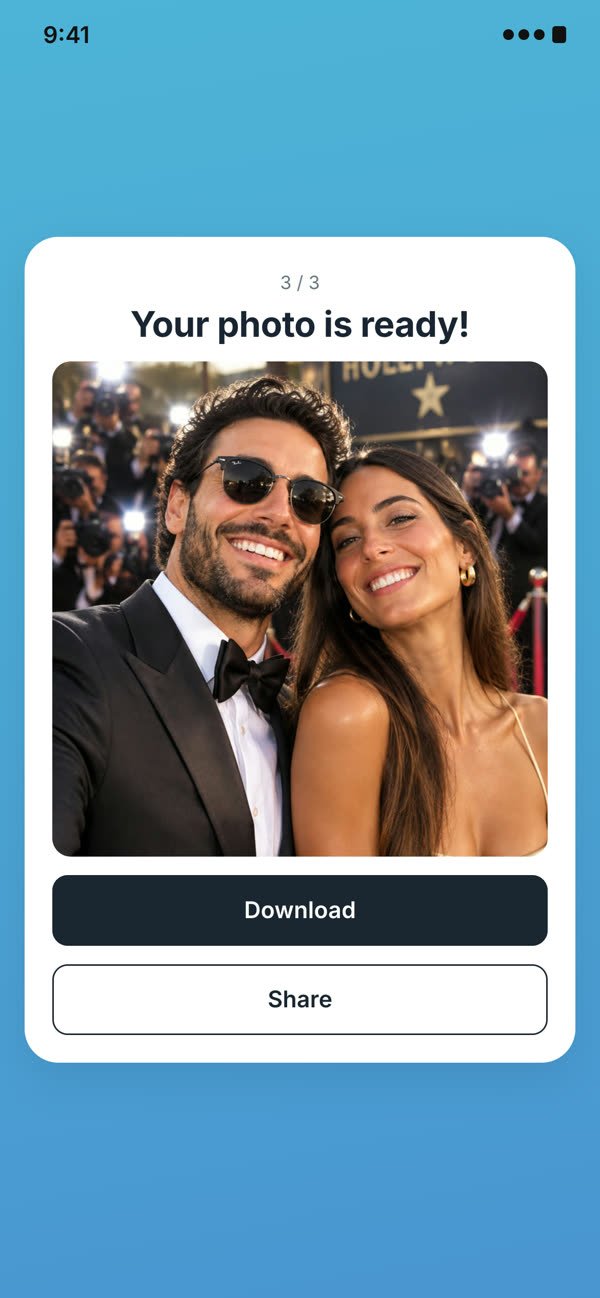 Their Photo Is Ready screen on the guest's phone