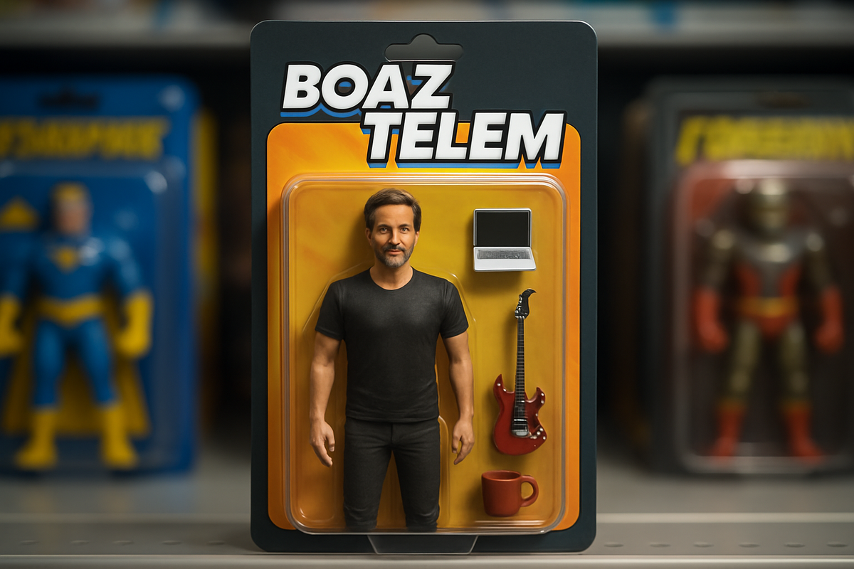 Personalized collectible figure packaging generated with a guest name
