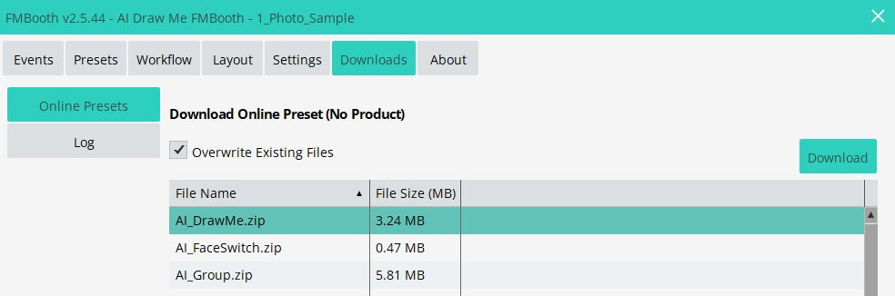 AI Draw Me presets available in the FMBooth Download Center
