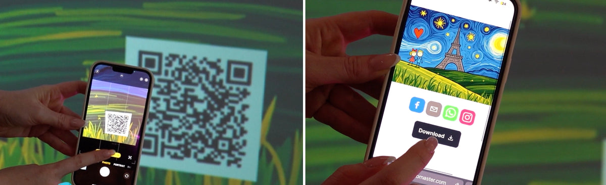 Guest scanning an Air Graffiti QR code to open artwork in a mobile gallery