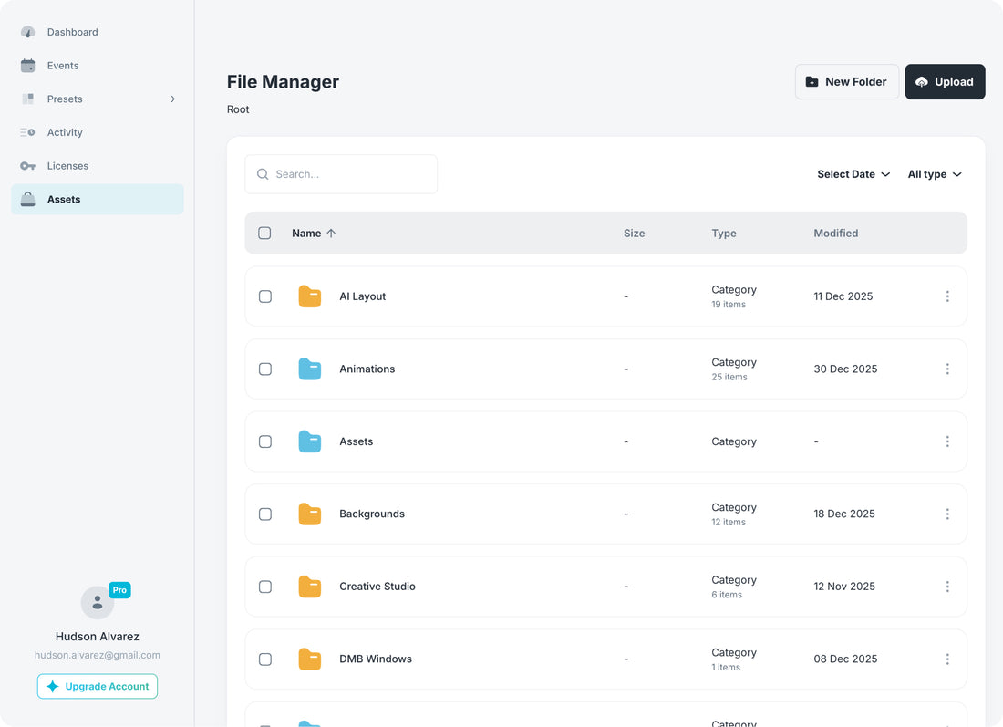 Asset library in Foto Master Cloud