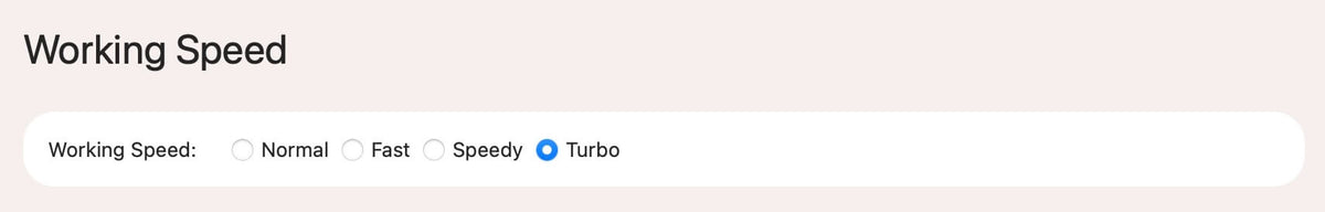 Draw Me Bot working speed settings with Normal, Fast, Speedy and Turbo options