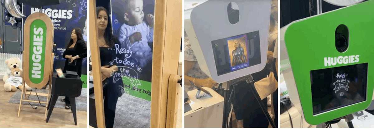 photos of the retro mirror booth and retro photo booth at an event