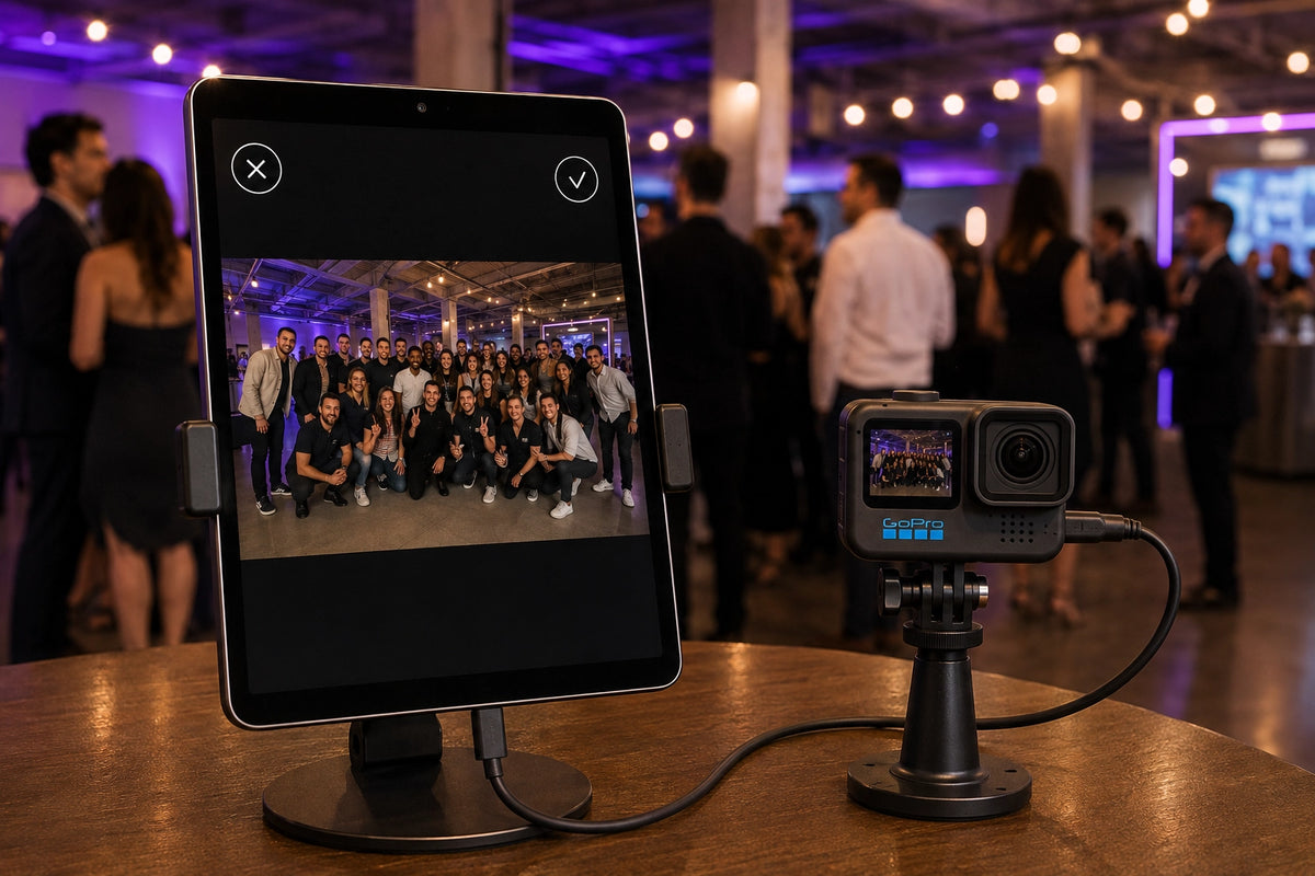 A GoPro connected to FMX as the booth capture camera