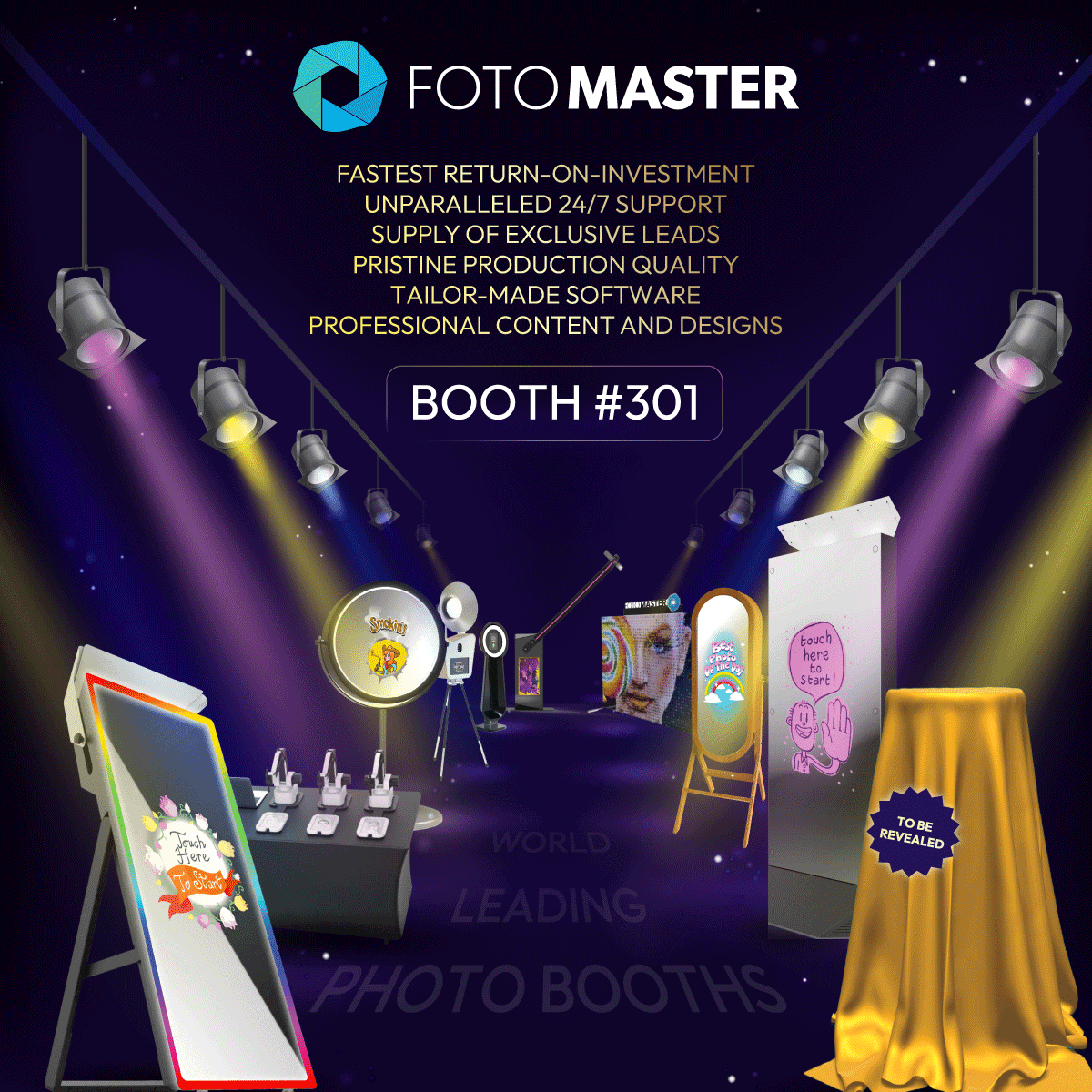 Foto Master photo booth lineup at PBX 2024, booth 301
