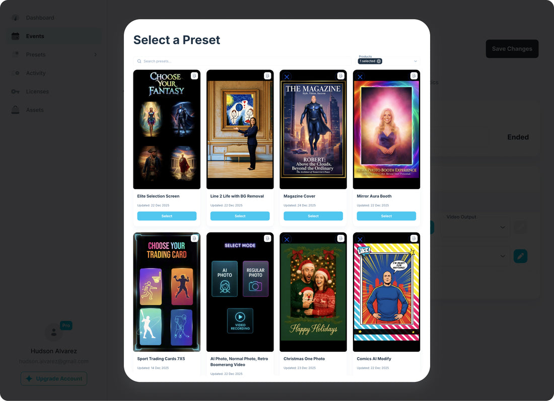 Presets and templates in Foto Master Cloud