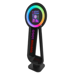 Pylon iPad Booth: portable ipad photo booth with customizable logo and vibrant LED ring.