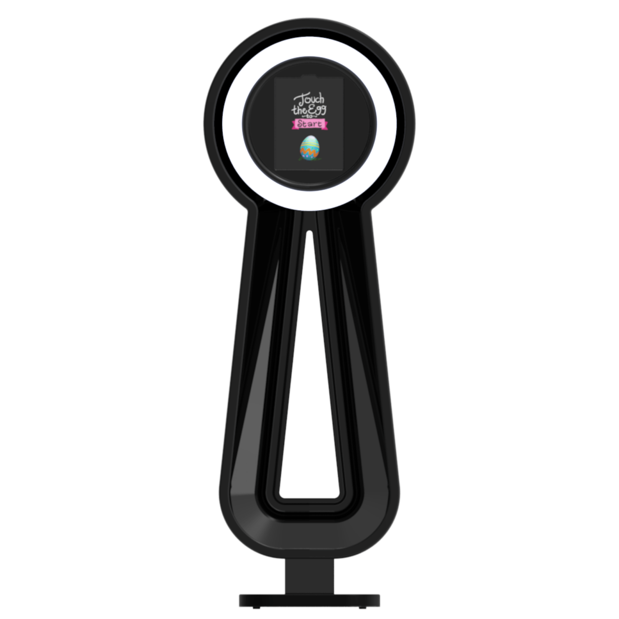 Pylon iPad Booth: portable ipad photo booth with customizable logo and vibrant LED ring.