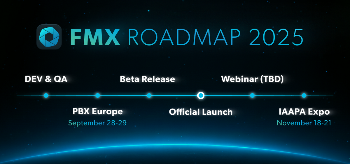 Original 2025 FMX development roadmap with beta release, launch and trade show milestones