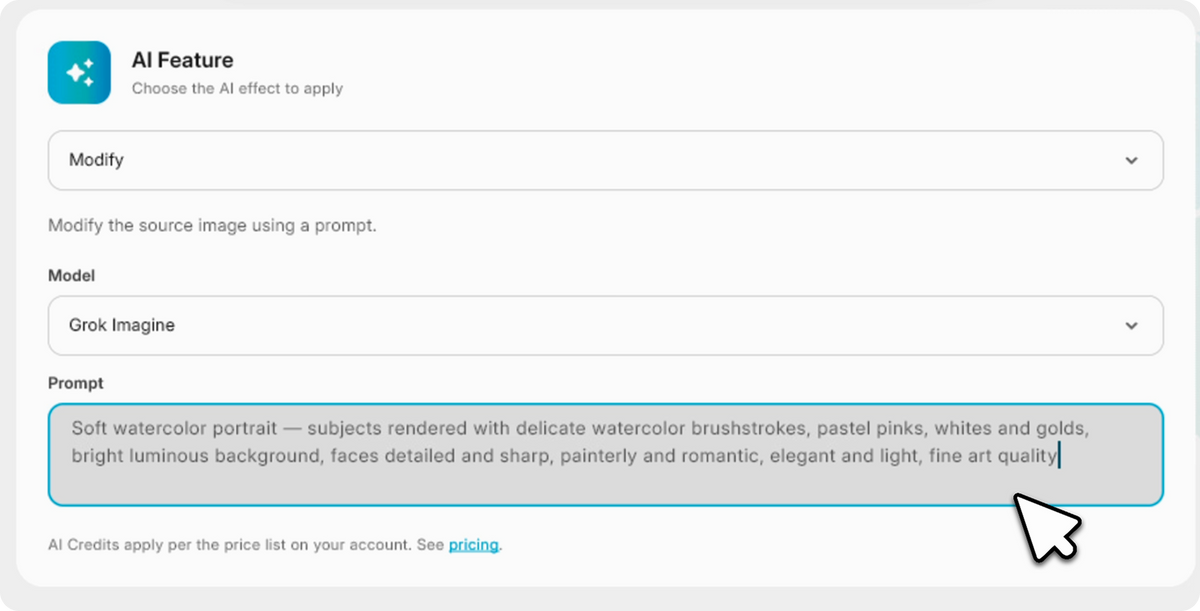 AI feature, model and prompt settings in AI Hot Folder
