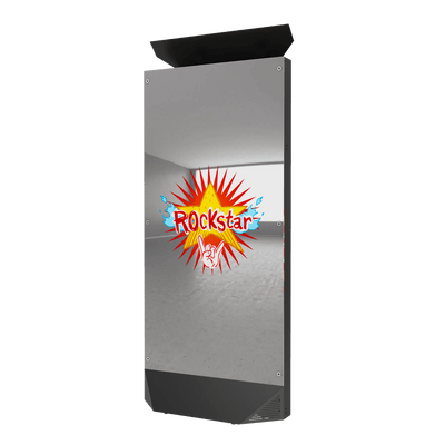 Foto Master Tower Mirror Booth with its tall glass and aluminum design