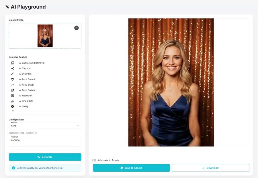 Testing an AI photo transformation in Foto Master AI Playground