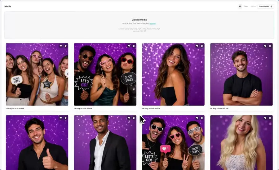 Send gallery photos by email or SMS in Foto Master Cloud