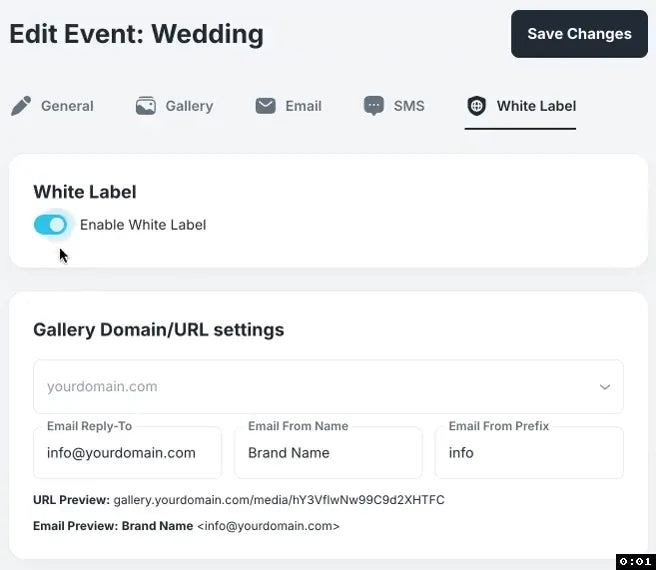 Enabling a branded gallery domain and email sender in Foto Master Cloud