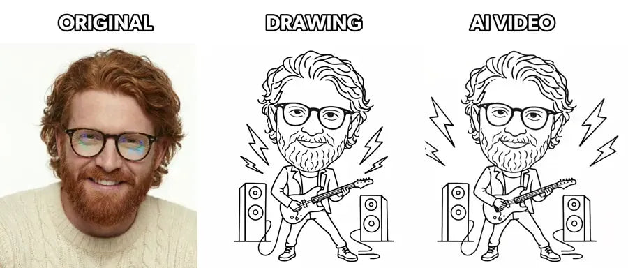 Guest photo transformed into an animated drawing of a guitarist