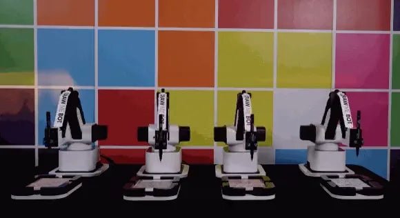 Draw Me Bot robots performing idle dance animations