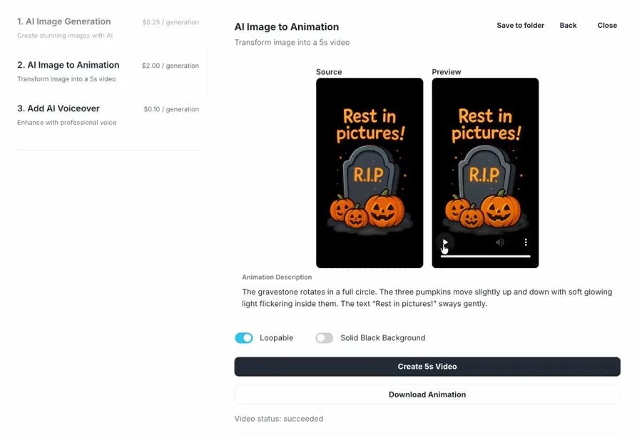 Halloween screen animation created with Foto Master Cloud AI tools