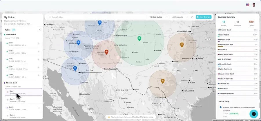Placing coverage coins on the Foto Master LDP map