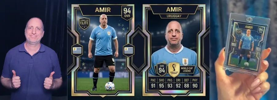 Guest photo transformed into a personalized World Cup trading card