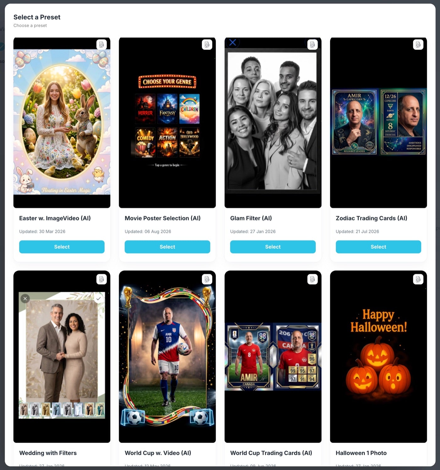 The preset library in Foto Master Cloud